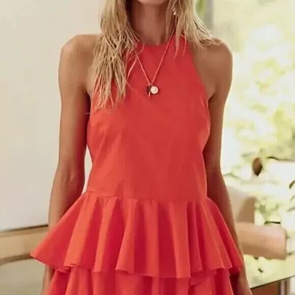 NWOT Free People Printemps Moment Top - Tangerine Tango Med - Picture 3 of 4